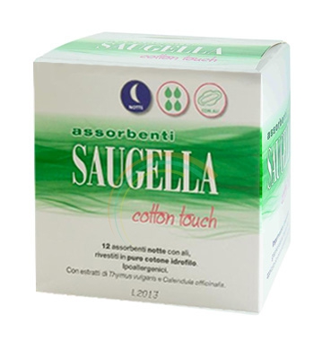 Saugella Linea Cotton Touch 12 Assorbenti Notte con Ali in Puro Cotone Offerta