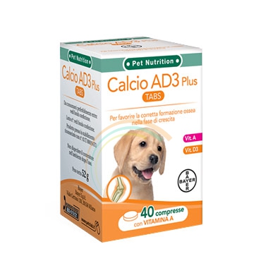 Bayer Pet Linea Animali Domestici Calcio AD3 Cani Integratore 40 Compresse