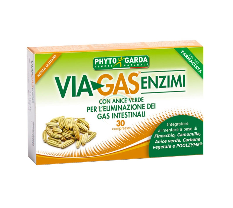 Phyto Garda Linea Intestino Sano Via Gas Enzimi Integratore 30 Compresse
